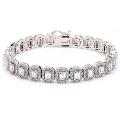 Ninacci 18K White Gold 7 Designer Halo Bracelet with 9.26 Carat Total Diamond Weight Emerald Cut Diamonds Halo Bracelet, Emerald Cut Halo, Emerald Bracelet, Halo Design, Jewelry Appraisal, Ring Pendant Necklace, Womens Wedding Bands, Custom Jewelry Design, Emerald Cut Diamonds