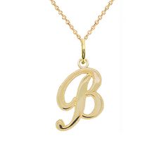 A personalized initial pendant with the letter "B" with a cursive-style design in the color of your choice. This handcrafted piece can be a unique addition to your own personal collection , and is also a suitable gift for a large range of occasions. The initial necklace is a perfect personalized gift for a special someone! This cursive ‘b’ initial pendant is made in 10k and 14k Yellow Gold, White Gold, and Rose Gold options. Choose any letter from A-Z! It can be your first or last initial, or pe B Initial Necklace, Cursive B, B Necklace, B Initial, Bday List, Gold Initial Pendant, The Letter B, Gold Letter Necklace, Initial Pendant Necklace