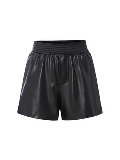 MO&Co. Women's Elastic Waist PU Shorts Features : - High waist - Double side pocketCode : MBC3SOTT11Length of size M is 36cmBrown : Model is 177cm tall and wearing a size M MATERIALS & CARE : Material : Polyurethane artificial leatherDo not wash, do not bleach Hang to dry in the shade Do not tumble dry, do not iron Do not dry clean Wipe with damp cloth onlyPlease select your own size in the size chart according to your figure and serve model size as a guideline. Summer Leather Bottoms With Built-in Shorts, Nylon High-waisted Shorts With Elastic Waistband, Stretch Brown Bottoms With Built-in Shorts, Leather Shorts With Built-in Shorts, High-waisted Leather Shorts With Belt Loops, Nice Shorts, Artificial Leather, Elastic Waist, Elastic