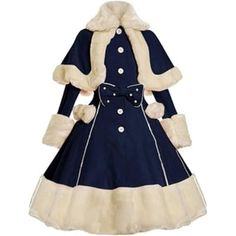 PRICES MAY VARY. Cotton,Fur,Polyester Button closure Hand Wash Only Women's Vintage Winter Fur Warm Coat Dress Shawl Collar Bow Christmas Coat with Pocket Gaun Abad Pertengahan, Bowknot Dress, Autumn Coat, Fur Dress, Dress Elegant Long, Winter Fur Coats, Idee Cosplay, Dress With Shawl, Vintage Winter