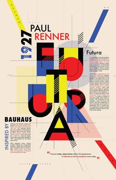 an abstract poster with the words paul renner and bauhaus