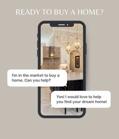 the text reads, ready to buy a home i'm in the market to buy a home can you help? yes i would love to help you find your dream home