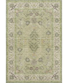 an area rug with green and beige colors