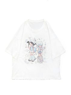 This round neck T-shirt features a charming manga-style illustration print that adds a touch of playful elegance to your wardrobe. The design captures the essence of friendship and creativity, making it a perfect choice for those who appreciate unique and artistic fashion. Made from high-quality materials, this T-shirt ensures comfort and durability, making it suitable for everyday wear or special occasions.Elevate your style with this delightful and distinctive piece.   Please note that the pri Pink Desserts, Artistic Fashion, Angel Print, Puppy Prints, Manga Style, Reasons To Smile, Print Pajamas, Bear Design, Artist Style