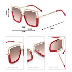 Brand Name:HAIMAITONGOrigin:CN(Origin)Gender:WOMENStyle:Semi-RimlessDepartment Name:AdultFrame Material:ALLOYCertification:CELenses Optical Attribute:UV400Lenses Material:PolycarbonateLens Height:58mmModel Number:K34099-Luxury Square Sunglasses WomenLens Width:62mmGender:Women, Men, Ladies, Female, MaleSunglasses style 1:sun glasses for women fashion 2021Sunglasses style 2:Luxury Designer SunshadesSunglasses style 3:Red Square SunglassesSunglasses style 4:Chain Designer GlassesSunglasses Luxury: Metal Glasses Chains For Summer, Summer Metal Glasses Chains, Trendy Summer Glasses Chains With Chain Strap, Trendy Summer Glasses Chains, Summer Party Glasses Chains, Trendy Metal Glasses Chains For Summer, Metal Glasses Chains For Summer Parties, Trendy Metal Glasses Chains For The Beach, Trendy Metal Glasses Chains For Beach