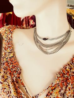 "♦ A beautiful layering chains necklace, made of silver-plated brass in a very high quality, with black zircon stone in its center. SIZE Length: 11.8\"(30cm) up to 17.7\"(45cm) the size refrs to the first chain height necklace:2\" (5cm) ♦ This piece of jewelry is perfect as a gift for yourself, for a wedding day, Valentine's day or a birthday. If you're interested in sending a gift to a third party, just write your message to the recipient and I will do so with joy. ♦ The jewel will be sent by r Trendy Multi-strand Layered Chain Necklace, Adjustable Chain Choker Layered Necklace, Adjustable Chain Layered Choker Necklace, Bohemian Double Strand Chain Necklace For Layering, Bohemian Multi-strand Chain Necklace For Layering, Bohemian Multi-strand Double Chain Necklace, Silver Choker With Adjustable Chain For Layering, Multi-strand Silver Chain Jewelry, Party Double Chain Layered Choker Necklace