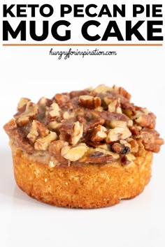 keto pecan pie mug cake on a white background with the title above it