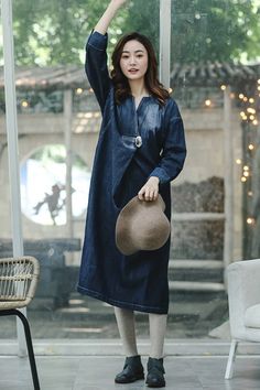 Fabric: Fabric has no stretchSeason:     Fall .SpringType: Dress Sleeve Length: Long sleeveColor:    BlueDresses Length:   MaxiStyle: CasualMaterial:     CottonSilhouette:  H shape Size:S:Length:111 cm .Shoulder Wide:50 cm .Bust:112 cm .Waist:116 cm .Sleeve:43 cm .Cuff:23 cmM:Length:113 cm .Shoulder Wide:52 cm .Bust:120 cm .Waist:122 cm .Sleeve:44 cm .Cuff:24 cm L:Length:115 cm .Shoulder Wide:54 cm .Bust:128 cm .Waist:128 cm .Sleeve:45 cm .Cuff:2 Non-stretch Long Sleeve Denim Dress, Casual Non-stretch Long Sleeve Denim Dress, Non-stretch Blue Denim Dress For Fall, Blue Cotton Long Sleeve Denim Dress, Blue Long Sleeve Cotton Denim Dress, Blue Denim Long Sleeve Dress, Blue Fitted Long Sleeve Denim Dress, Long Sleeve Cotton Denim Dress, Relaxed Fit Long Sleeve Denim Blue Dress