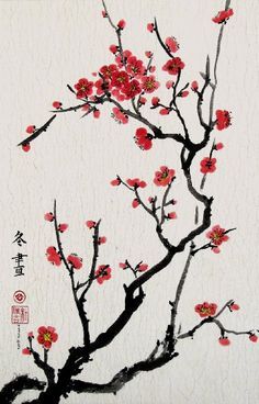 cherry blossom - Google-søk                                                                                                                                                                                 More Cherry Blossom Artwork, Blossom Painting, Cherry Blossom Painting, Chinese Brush Painting, Cherry Blossom Tattoo, Blossom Tattoo, Cherry Blossom Art, Chinese Brush, Japon Illustration