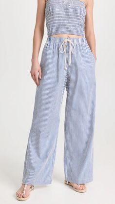 DONNI. Pop Pants | Shopbop Casual Striped Bottoms With Drawstring, Stretch Striped Cotton Pants, Cotton Bottoms With Contrast Stripes For Spring, Casual Striped Bottoms For Daywear, Spring Contrast Stripes Cotton Bottoms, Casual Bottoms With Vertical Stripes For Daywear, Casual Vertical Stripes Bottoms For Daywear, Striped Drawstring Bottoms For Loungewear, Spring Cotton Pants With Contrast Stripes