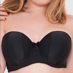 Curvy Kate Luxe Strapless Bra- Black Full Figure Luxurious, Strapless, Pin-Up Style Bra. Perfect Fit And Comfortable For Large Breasts! Full Of Support And Cuteness! Brand New With Tags - Size Eu - 36ff Strapless Evening Bra, Black Strapless Bra With Medium Bust Support, Black Padded Strapless Bra, Padded Black Bandeau Bra, Black Padded Bandeau Bra, Black Strapless Padded Bra, Curvy Kate, Sheet Cake, Pin Up Style