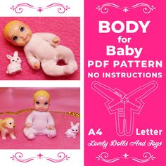 the baby doll is laying down next to other toys and instructions for how to make it