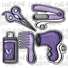 purple hairdryer clipart set