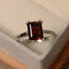 Senior Rings, January Birthstone Rings, Sterling Silver Garnet Ring, Red Garnet Ring, Ring Emerald Cut, Sapphire Necklace Pendants, London Blue Topaz Ring, Ring Emerald, January Birthstone