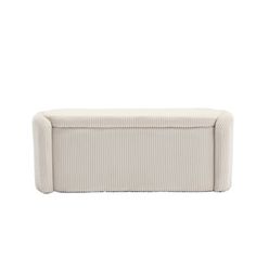 an upholstered white bench on a white background