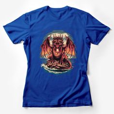 Red Dragon Graphic Tee, Fantasy Creature Art Shirt, Unisex Mythical Beast Top, Gifts for Gamers, Cool Dragon Illustration T-Shirt Design Female T-Shirt Custom graphic T-Shirt.Customize your color Gifts For Gamers, Armor Shirt, Dragon Graphic, Feminist Clothes, Cool Dragons, Fantasy Creature, Illustration T Shirt, Dragon Illustration, Mythical Beast