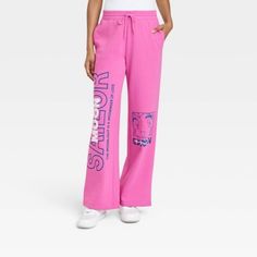 Til Tok Trend Sailor Moon Sweatpants Brand New Moon Pants, Graphic Pants, Flare Black Pants, White Flare Pants, Black Flared Leggings, Striped Wide Leg Trousers, Target Pants, Flowy Wide Leg Pants, Cozy Sweatpants