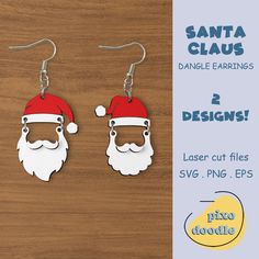 santa claus dangle earrings and laser cut files svg, png, eps