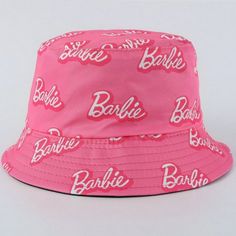 Barbie Bucket Hat Pink Flat Brim Bucket Hat, Pink Flat Brim Bucket Hat For Spring, Spring Pink Flat Brim Bucket Hat, Trendy Pink Brimmed Bucket Hat, Trendy Flat Brim Bucket Hat For Spring, Trendy Adjustable Mini Hats For Spring, Trendy Brimmed Mini Hats For Spring, Trendy Adjustable Flat Brim Cloche Hat, Trendy Adjustable Cloche Hat With Flat Brim