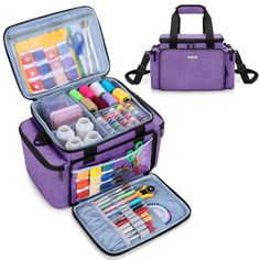 PRICES MAY VARY. LARGE CAPACITY: The main compartment is spacious enough to hold spools of sewing thread and other accessories. 2 removable dividers separate the main compartment into 3 parts to easily classify different kinds of sewing supplies. (Bag only, NOT includes sewing accessories.) WELL ORGANIZED: Transparent zipper pocket inside for storing sewing needles, scissor and other small items. Front compartment with large pocket and multiple slots can fit seam ripper, measuring tape, mark pen Sewing Supplies Organization, Accessories Organizer, Sewing Storage, Sewing Supplies Storage, Purple Bag, Grey Bag, Sewing Needles, Sewing Baskets, Organizer Bag