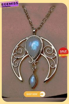 Silver Natural Opal Moonstone Cutout Necklace Ethnic Vintage Jewelry Bohemian Silver Necklace With Moon Phase, Silver Moonstone Jewelry For Festival, Adjustable Bohemian Jewelry With Sun And Moon Design, Bohemian Moon Phase Round Pendant Jewelry, Bohemian Crescent Metal Necklaces, Bohemian Crescent Moon Phase Jewelry, Nickel Free Crescent Bohemian Necklaces, Nickel-free Crescent Bohemian Necklaces, Bohemian Moonstone Round Pendant Jewelry