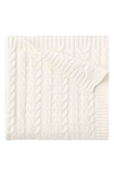 Baby will love snuggling up in this elegant, versatile blanket knit from soft cotton in a classic cable pattern. 100% cotton Machine wash, tumble dry Imported Cable Knit Throw, Cable Knit Scarf, Cable Pattern, Cashmere Outfits, Cashmere Accessories, Elegant Baby, Norse Projects, Heavy Knit, Designer Scarves