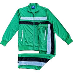 Tracksuits have been in style for decades and are a part of popular culture. This 2-piece Tracksuit set is light weight and comfortable for daily jogging, Gym, hiking and other casual sport activities.    Runs true to size. U.S Pattern. *      Imported *      Comfortable quality in 60% cotton and 40% polyester. *      Soft Fabric, which is machine washable. *      Full-zip front offers easy on-and-off, warmth-sealing stretchy ribbed cuffs and stretchable hem provide free motion when exercising. Winter Fitted Track Jacket For Jogging, Fitted Casual Track Jacket For Jogging, Green Stretch Tracksuit With Long Sleeves, Sporty Leisure Sets For Winter, Green Athleisure Tracksuit For Fall, Casual Green Sets For Streetwear, Casual Green Streetwear Sets, Green Stretch Long Sleeve Tracksuit, Green Casual Streetwear Sets