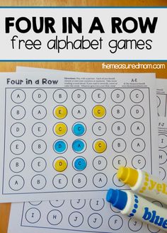 four in a row alphabet game with markers