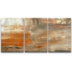 an abstract painting with oranges and browns