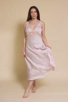 Brand: Olivaceous Vintage inspired silk slip dress with lace trim. ♡ Details Color: Light Lilac V-neckline on front and back Lace trim along bust line and back Top portion is double lined 55% Viscose, 45% Rayon Hand wash Sizing Model Info: Height 5'3"| Bust 32D"| Waist 25"| Hips 34" Model is wearing a size small Fit: Body skimming fit Stretch: No stretch Measurements: S: Bust 32" | Length 47" M: Bust 34" | Length 47" L: Bust 36" | Length 47" Knit Outerwear, Midi Slip Dress, Knit Denim, Silk Slip Dress, Lace Midi, Sleeveless Bodysuit, Silk Slip, Vintage Inspired Dresses, Jumpsuit Shorts Rompers