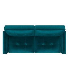 a blue couch sitting on top of a white floor