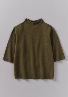 Fine Wool Cashmere Half Sleeve Sweater | Olive Melange Fair Isle Sweaters, Striped Sweaters, Half Sleeve Sweater, Delicate Jewellery, Velvet Dresses, Easy Shape, Mens Loungewear, Loungewear Women, Boiled Wool