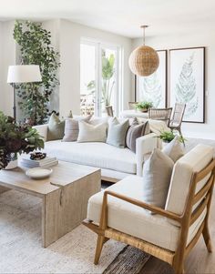 a living room filled with furniture and plants