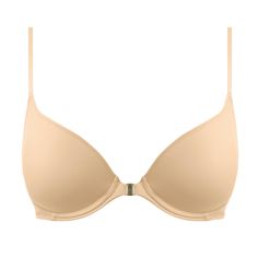 Invisible padded bra with front opening WACOAL Accord Beige Fitted Bra With Padded Cups, Elegant Padded Beige Bra, Cheap Padded Nude Bra, Beige Full Cup Padded Bra, Micro-elastic Full Coverage Bra With Padded Cups, Flat Seam, Padded Bra, Padded Bras, Italian Fabric