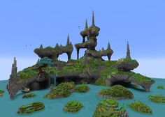 Minecraft Fantasy Island, Minecraft Island Terraforming, Minecraft Sky Island, Skyblock Island Ideas, Minecraft Island Ideas, Landscape Minecraft, Minecraft Floating Island, Minecraft Nature, Island Minecraft