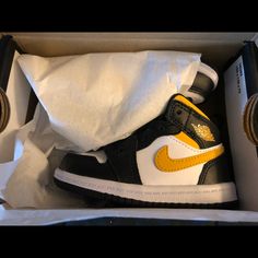 Brand New In Box Toddler Jordan 1 Mid (Td) Shoes Size 6c. These Are Completely Brand New!! Our Toddler Received Two Of The Same Shoe. Comes With Box And Sticker. Yellow High-top Basketball Shoes For Training, Yellow Training Sneakers With Round Toe, Yellow Training Sneakers, Jordan Black, Kids Jordans, Jordan 1 Mid, Shoes Color, Shoes Brand, Jordan Shoes