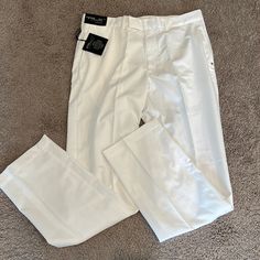 New With Tags! Rlx Ralph Lauren Golf Pants, Size 33/32 White Fitted Straight Leg Work Pants, Classic White Straight Leg Work Pants, Classic White Full-length Bottoms, Classic White Full Length Bottoms, Classic White Full-length Dress Pants, Fitted White Pants With Welt Pockets, White Full-length Dress Pants With Pockets, Ralph Lauren Golf, Black Men Street Fashion