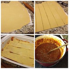 four pictures showing how to make tortilla bread