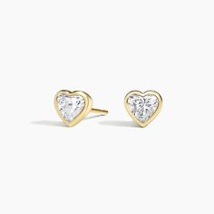 Classic Bezel Set Jewelry For Valentine's Day, Classic Jewelry With Bezel Setting For Valentine's Day, Classic Heart Cut Jewelry With Bezel Setting, Gold Diamond Stud Earrings, Gold Diamond Earrings Studs, Baby Earrings, Yellow Heart, Ring Ideas, Heart Shaped Diamond