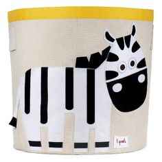 a toy storage bin with a zebra on it