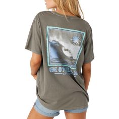 <p>the oneill no takers short sleeve t shirt offers the style and comfort you need. This soft cotton tee has a garment dye design and high-quality screen print, along with an oversized fit. Look and feel your best with the oneill no takers short sleeve t shirt! </p> Trendy Cotton Tops For Surfing, Trendy Cotton T-shirt For Surfing, Affordable Sporty Outdoor T-shirt, Cheap Summer Surfing T-shirt, Casual Cotton Surfing T-shirt, Cheap Surfing T-shirt For Beach Season, Oneill Womens, Relaxed Fit Cotton T-shirt For Surfing, Short Sleeve Cotton T-shirt For Surfing