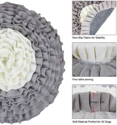 an image of a flower on the back of a chair with ruffles and fabric