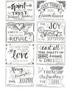 hand drawn bible verses in black and white with the words, i love you