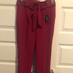 Express Pants Size 0s. Nwt Ankle High Rise. Red. Red Fitted Wide Leg Office Pants, Red Fitted Wide Leg Pants For Office, Chic Red Bottoms For Business Casual, Casual Red Dress Pants For Spring, Red Dress Pants With Pockets For Spring, Red Elegant Business Casual Bottoms, Chic Burgundy Pants For Spring, Elegant Red Business Casual Bottoms, Red Wide Leg Bottoms For Business Casual