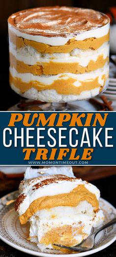 this pumpkin cheesecake trifle is the perfect dessert to serve for thanksgiving or fall