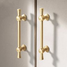 an image of two handles on the door knobs that are gold color and one is closed