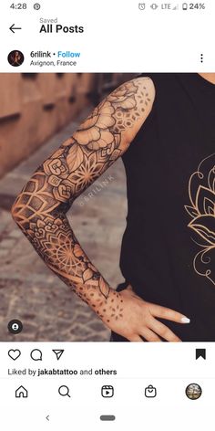 a person with tattoos on their arm and arms