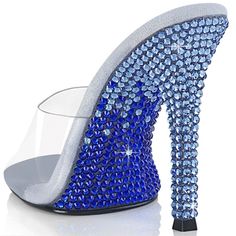 4 1/2" High Heel Clear Slide On Shoes. Two Tone Rhinestones Encrusted Underside. Style: Party Formal Dance Alag-01dmm Blue Party Heels With Rhinestones, Slide On Shoes, Clear Slides, Clear High Heels, Formal Dance, Style Party, Slide On, Shoes Color, Heel Shoes