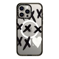 an iphone case with black and white designs on it