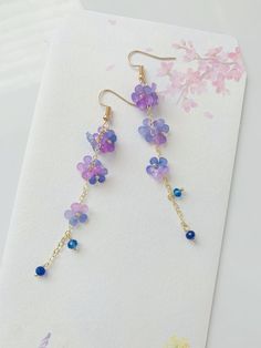 Cherry Blossom Purple Ombré Sakura Flower Japanese Earrings, Handmade Earrings, Aesthetic Earrings, Kawaii Earrings, Gift For Her Cheap Kawaii Dangle Jewelry, Cheap Flower Charm Drop Earrings, Unique Purple Earrings Affordable, Cheap Traditional Flower Earrings For Women, Cheap Sweet Dangle Jewelry, Cheap Minimalist Flower-shaped Jewelry, Affordable Kawaii Earrings For Gifts, Cheap Everyday Dangle Flower Earrings, Affordable Dainty Dangle Flower Earrings